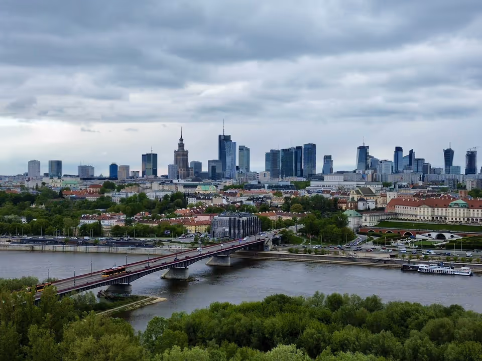 Warsaw skyline and a bridge over the Vistula